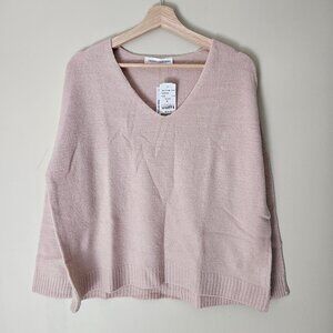 Seven Sisters V-neck Mossy Yarn Sweater - Blush - Sz S - NWT